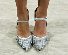 Load image into Gallery viewer, Fendi Colbri FF Mesh Silver Slingback Sandals