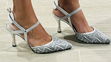 Load image into Gallery viewer, Fendi Colbri FF Mesh Silver Slingback Sandals