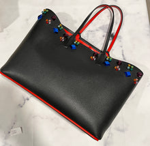 Load image into Gallery viewer, Christian Louboutin Large Cabata Black Leather Multi Color Stud Tote