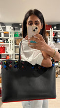 Load image into Gallery viewer, Christian Louboutin Large Cabata Black Leather Multi Color Stud Tote