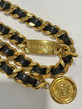 Load image into Gallery viewer, Chanel Vintage Black Leather Gold Chain Belt
