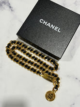 Load image into Gallery viewer, Chanel Vintage Black Leather Gold Chain Belt