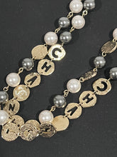 Load image into Gallery viewer, Chanel 19A Egyptian CC Gold tone Faux Pearl Strand Necklace