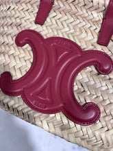 Load image into Gallery viewer, Celine Small Leather-Trimmed Palm Leaves Lipstick Tote