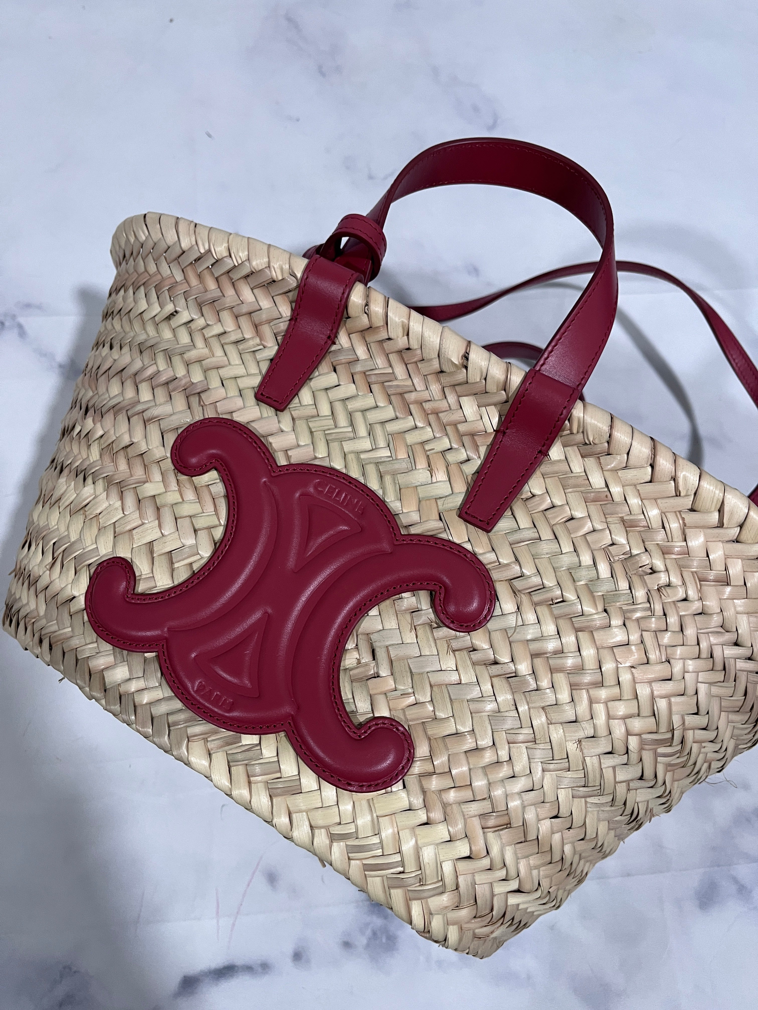 Celine Small Leather-Trimmed Palm Leaves Lipstick Tote – The
