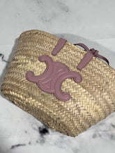 Load image into Gallery viewer, Celine Small Leather-Trimmed Palm Leaves Vintage Pink Tote