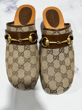 Load image into Gallery viewer, Gucci Horsebit Monogram Clogs Mules