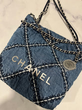 Load image into Gallery viewer, Chanel 24P Stitched Denim 22 Crossbody Bag