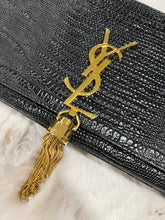 Load image into Gallery viewer, Saint Laurent YSL Kate Tassel Leather Embossed Clutch