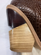 Load image into Gallery viewer, Fendi Brown Croc Embossed Leather Pull Up Western Boots