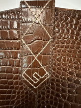 Load image into Gallery viewer, Fendi Brown Croc Embossed Leather Pull Up Western Boots