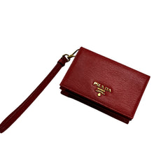 Load image into Gallery viewer, Prada Red Leather Flap Card Case Wristlet