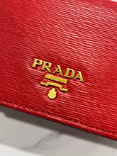 Load image into Gallery viewer, Prada Red Leather Flap Card Case Wristlet