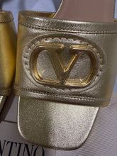 Load image into Gallery viewer, Valentino Garavani V Logo Gold Metallic Sandal