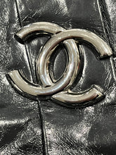 Load image into Gallery viewer, Chanel Black Glazed Calfskin Pleated Leather Tote Handbag