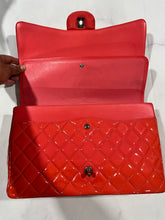 Load image into Gallery viewer, Chanel Coral Patent Leather Jumbo Double Classic Flap Shoulder Bag