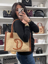 Load image into Gallery viewer, Christian Louboutin Small Top Handle Leather-Trimmed Raffia Tote