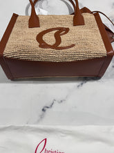 Load image into Gallery viewer, Christian Louboutin Small Top Handle Leather-Trimmed Raffia Tote