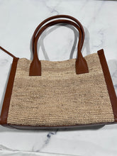 Load image into Gallery viewer, Christian Louboutin Small Top Handle Leather-Trimmed Raffia Tote