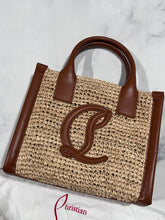 Load image into Gallery viewer, Christian Louboutin Mini Top Handle Leather-Trimmed Raffia Crossbody