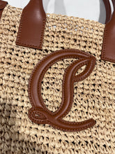 Load image into Gallery viewer, Christian Louboutin Mini Top Handle Leather-Trimmed Raffia Crossbody
