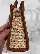 Load image into Gallery viewer, Christian Louboutin Mini Top Handle Leather-Trimmed Raffia Crossbody