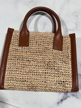 Load image into Gallery viewer, Christian Louboutin Mini Top Handle Leather-Trimmed Raffia Crossbody