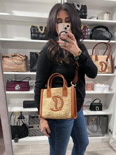 Load image into Gallery viewer, Christian Louboutin Mini Top Handle Leather-Trimmed Raffia Crossbody