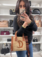 Load image into Gallery viewer, Christian Louboutin Mini Top Handle Leather-Trimmed Raffia Crossbody