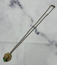 Load image into Gallery viewer, Gucci Lion Green Crystal Pendant Necklace