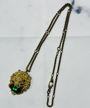 Load image into Gallery viewer, Gucci Lion Green Crystal Pendant Necklace