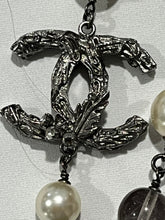 Load image into Gallery viewer, Chanel Silver Tone Strass Chain Long Necklace