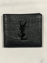 Load image into Gallery viewer, Saint Laurent Black on Black Croc Embossed Bifold Wallet
