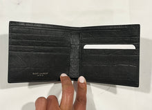 Load image into Gallery viewer, Saint Laurent Black on Black Croc Embossed Bifold Wallet