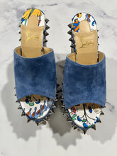 Load image into Gallery viewer, Christian Louboutin Blue Suede Spike Sandals Mules