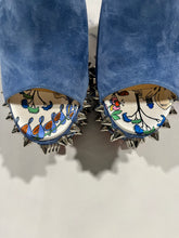 Load image into Gallery viewer, Christian Louboutin Blue Suede Spike Sandals Mules