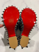 Load image into Gallery viewer, Christian Louboutin Blue Suede Spike Sandals Mules