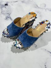Load image into Gallery viewer, Christian Louboutin Blue Suede Spike Sandals Mules