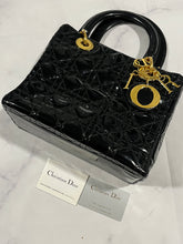 Load image into Gallery viewer, Dior Vintage Black Patent Leather Medium Lady Dior Bag
