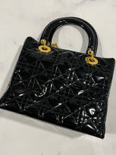 Load image into Gallery viewer, Dior Vintage Black Patent Leather Medium Lady Dior Bag