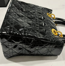 Load image into Gallery viewer, Dior Vintage Black Patent Leather Medium Lady Dior Bag