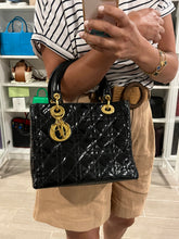 Load image into Gallery viewer, Dior Vintage Black Patent Leather Medium Lady Dior Bag