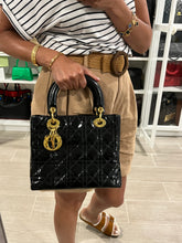 Load image into Gallery viewer, Dior Vintage Black Patent Leather Medium Lady Dior Bag
