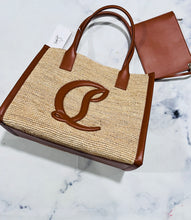Load image into Gallery viewer, Christian Louboutin Large Top Handle Leather-Trimmed Raffia Tote