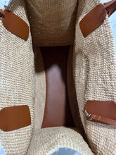 Load image into Gallery viewer, Christian Louboutin Large Top Handle Leather-Trimmed Raffia Tote