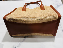Load image into Gallery viewer, Christian Louboutin Large Top Handle Leather-Trimmed Raffia Tote