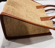Load image into Gallery viewer, Christian Louboutin Large Top Handle Leather-Trimmed Raffia Tote