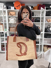 Load image into Gallery viewer, Christian Louboutin Large Top Handle Leather-Trimmed Raffia Tote