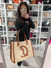 Load image into Gallery viewer, Christian Louboutin Large Top Handle Leather-Trimmed Raffia Tote