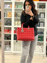 Load image into Gallery viewer, Dior Red Lambskin Large Lady Dior Bag